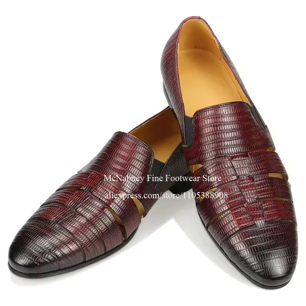 Breathable Cutout Burgundy Bla - Men Formal Wear Summer 评论和价格