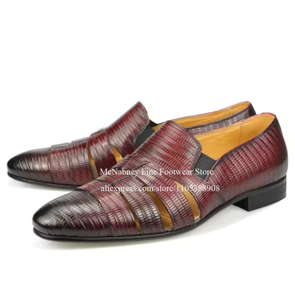 Breathable Cutout Burgundy Bla - Men Formal Wear Summer 评论和价格