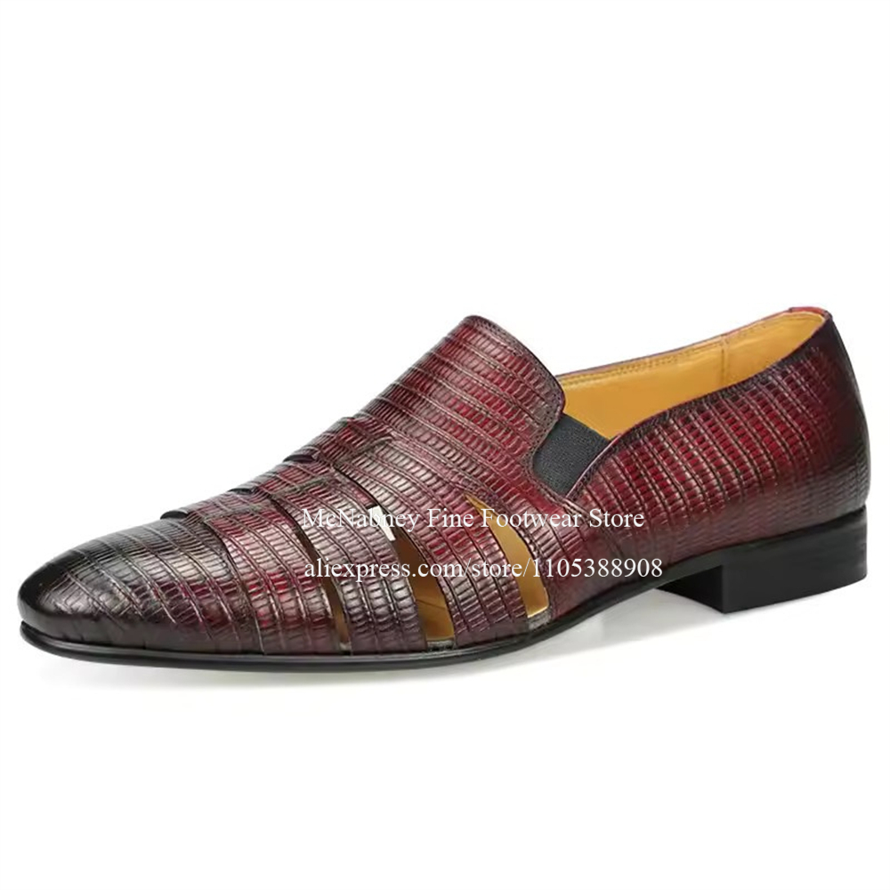 Breathable Cutout Burgundy Bla - Men Formal Wear Summer 评论和价格