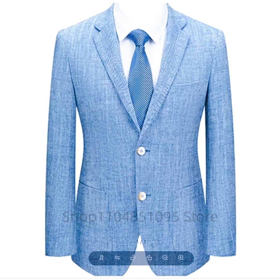 Men's Slim Fit Linen Suit Blaz - Men Formal Wear Summer 评论和价格