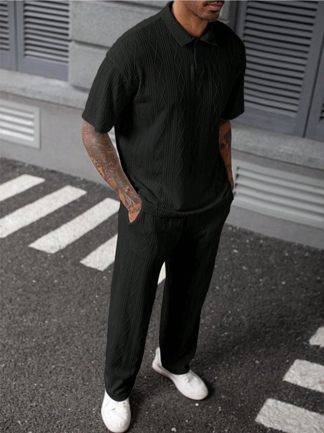 Men Jacquard Texture Knitted P - Men'S Polo Formal Wear 评论和价格