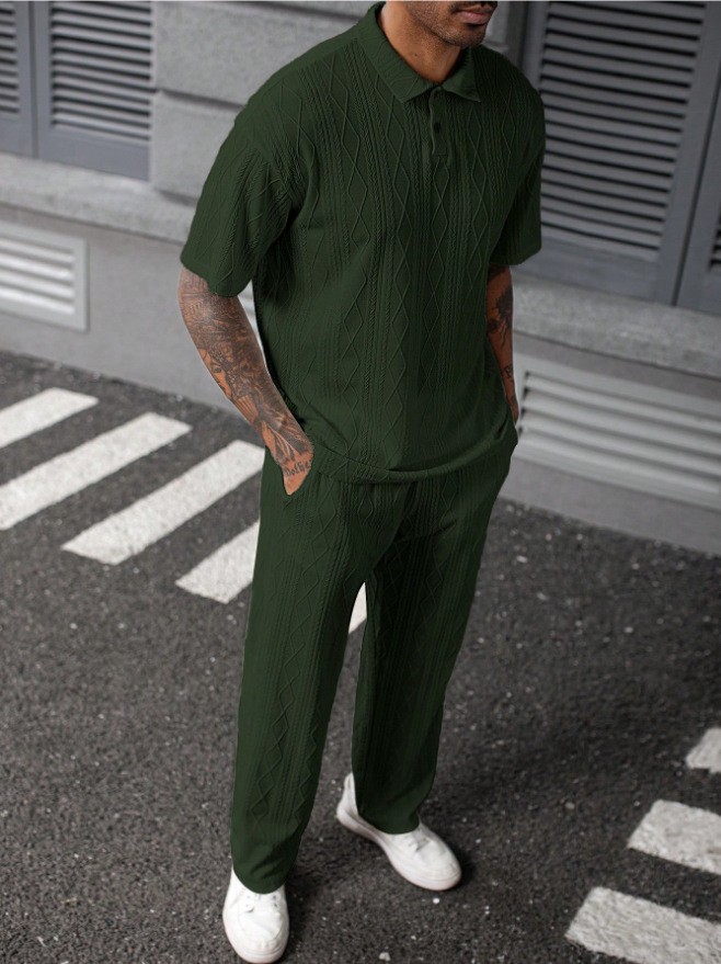 Men Jacquard Texture Knitted P - Men'S Polo Formal Wear 评论和价格