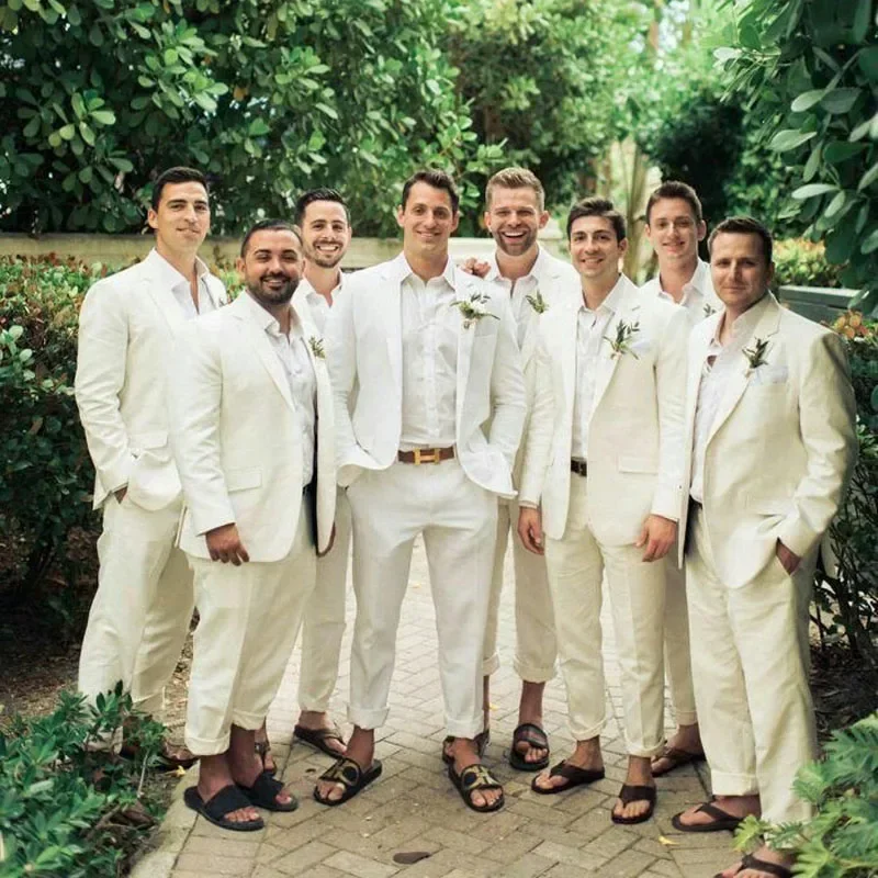 Linen Wedding Tuxedo For Men S - Men Formal Wear Summer 评论和价格