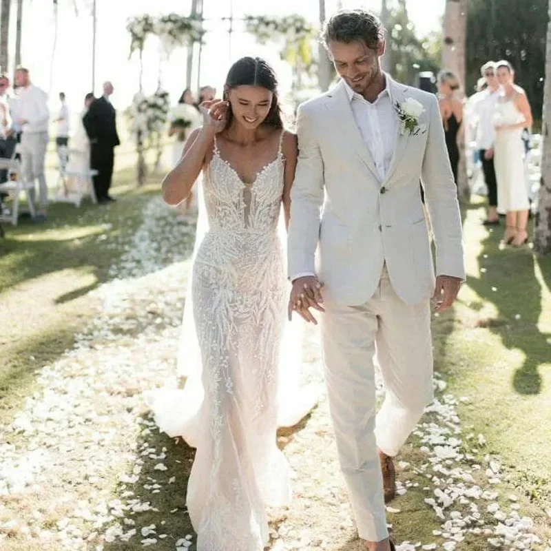 Linen Wedding Tuxedo For Men S - Men Formal Wear Summer 评论和价格