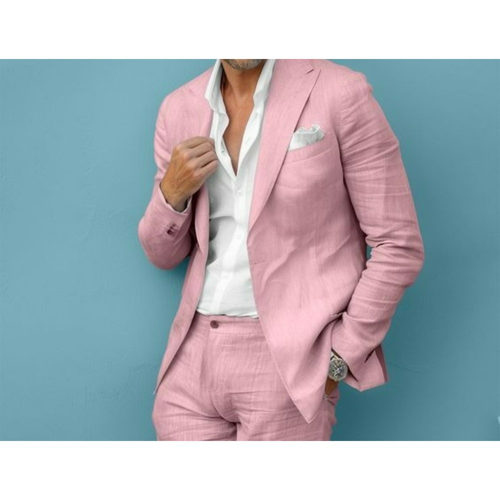 Linen Wedding Men Suits Slim F - Men Formal Wear Summer 评论和价格