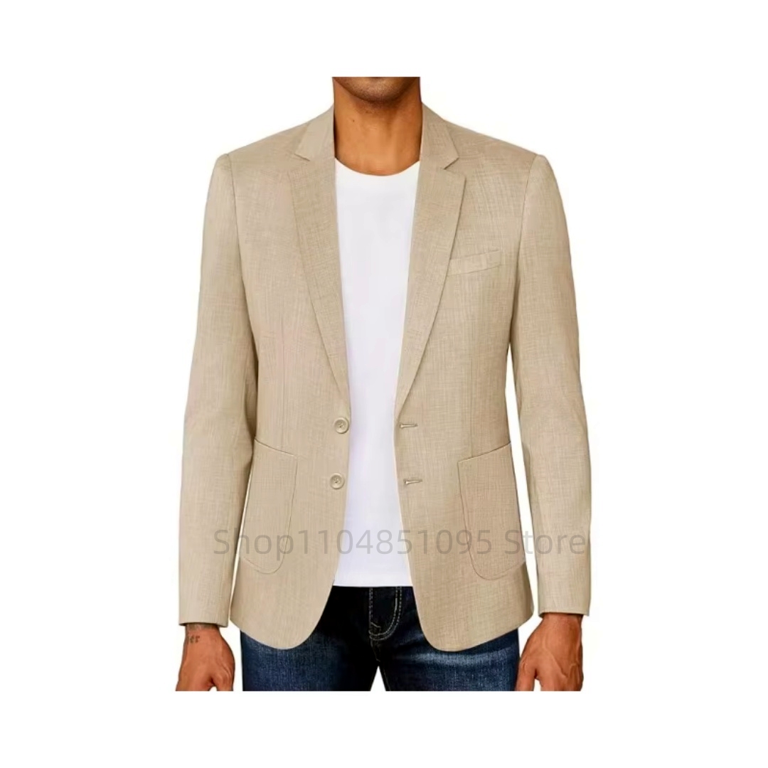 Slim Fit Men's Beige/Blue Line - Men Formal Wear Summer 评论和价格