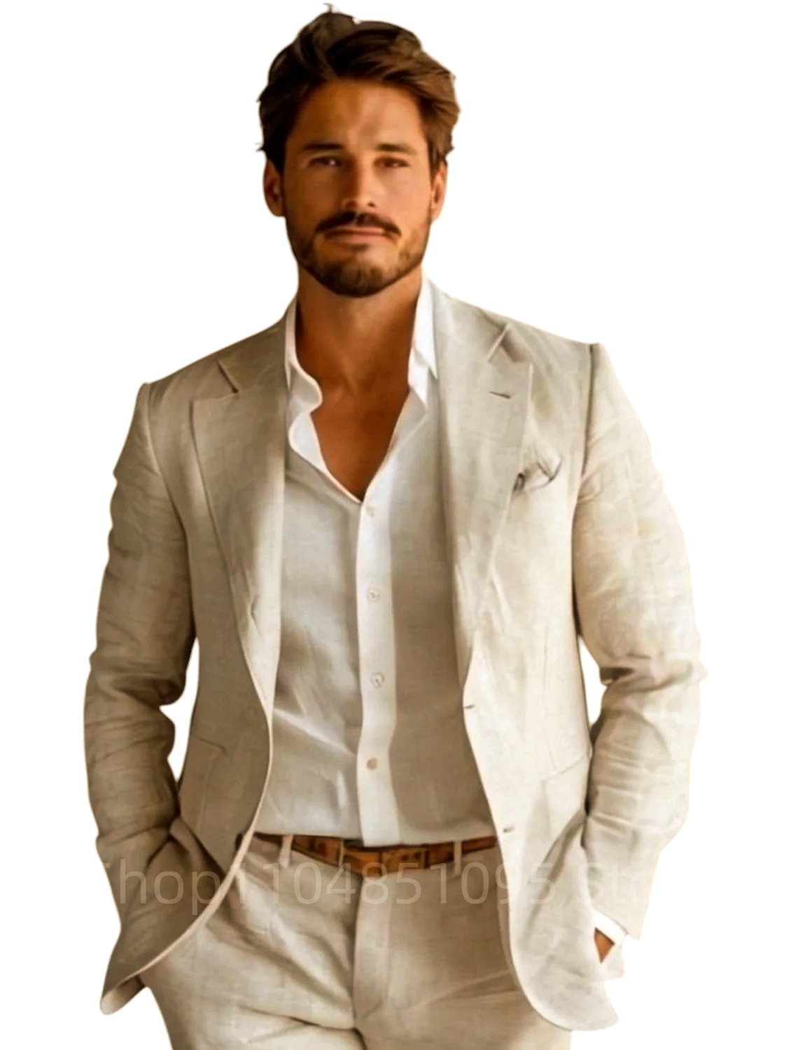 Blue Slim Fit Men's Linen Blaz - Men Formal Wear Summer 评论和价格