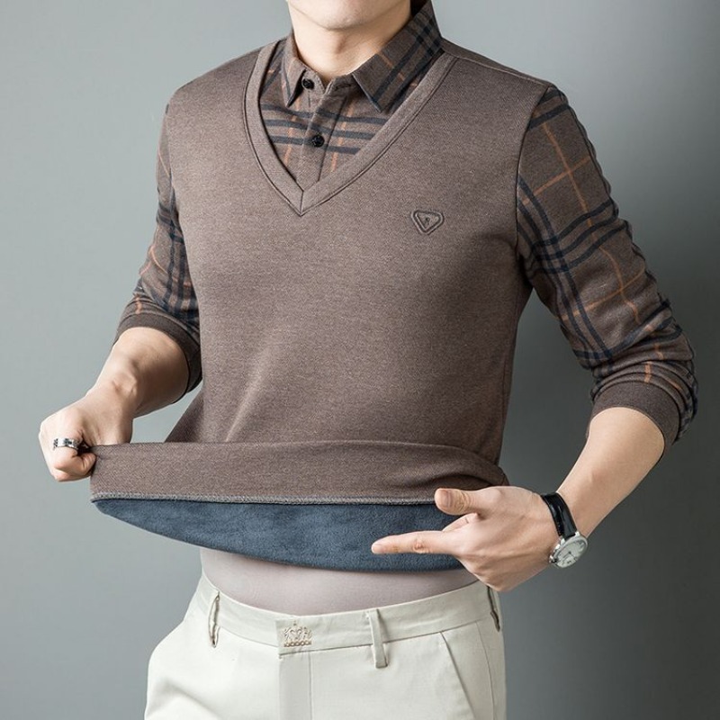 Men Fake Two Pieces Polo Shirt - Men'S Polo Formal Wear 评论和价格